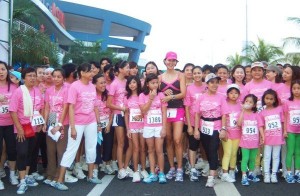 At the start with my kids, Danee and other women runners