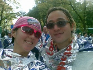 After crossing the finish line of NY Marathon