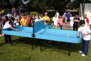 table tennis demo of visually impaired kids