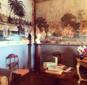 One of the rooms in the winery, with a hand-painted wall done in the 1800s.